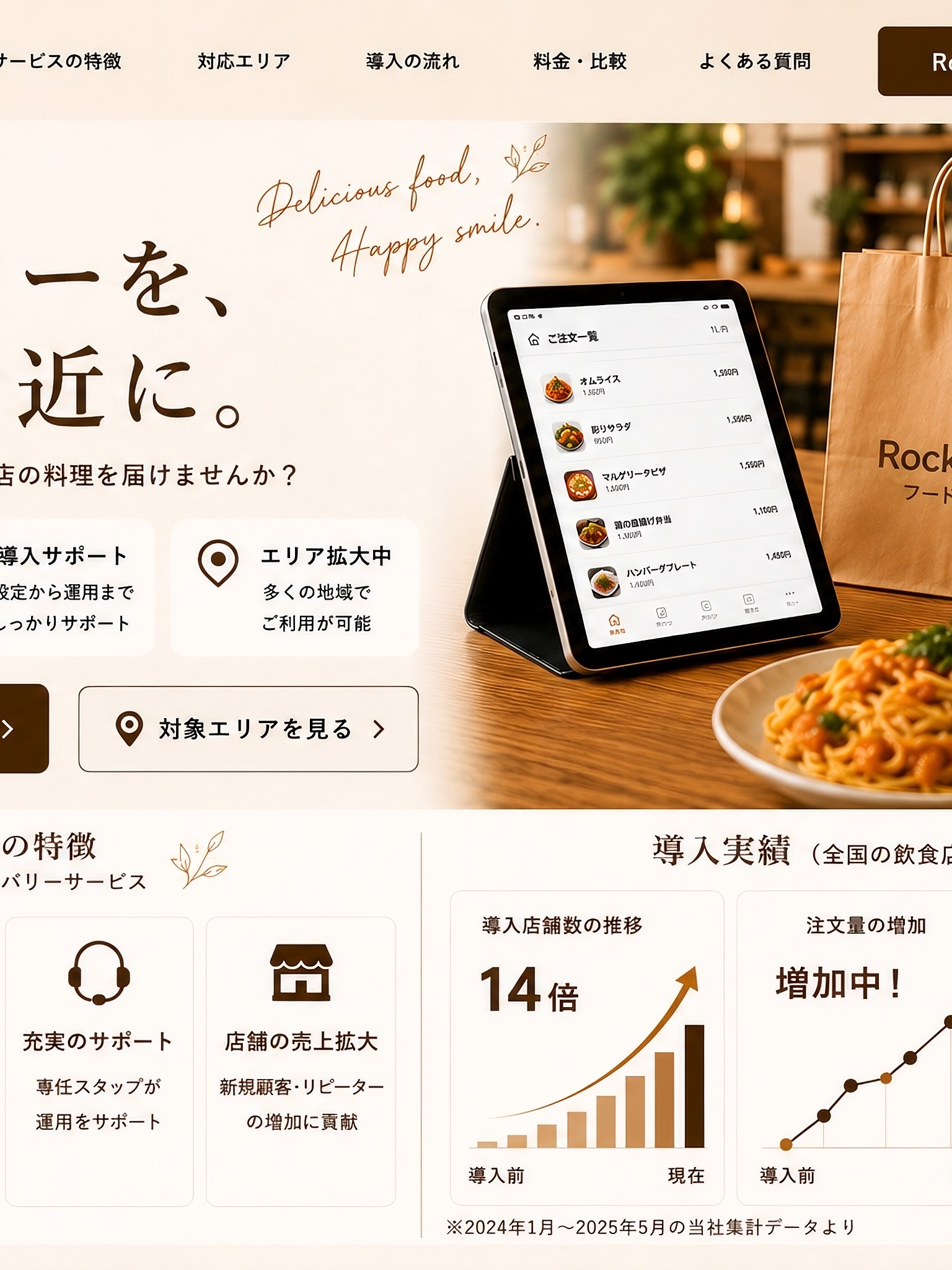 Rocket Now加盟店募集。デリバリーをもっと身近に。加盟店相談と対象エリア確認の案内。